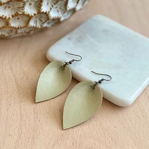 Vegan Leather Mini Earrings- Island Sand & Bronze